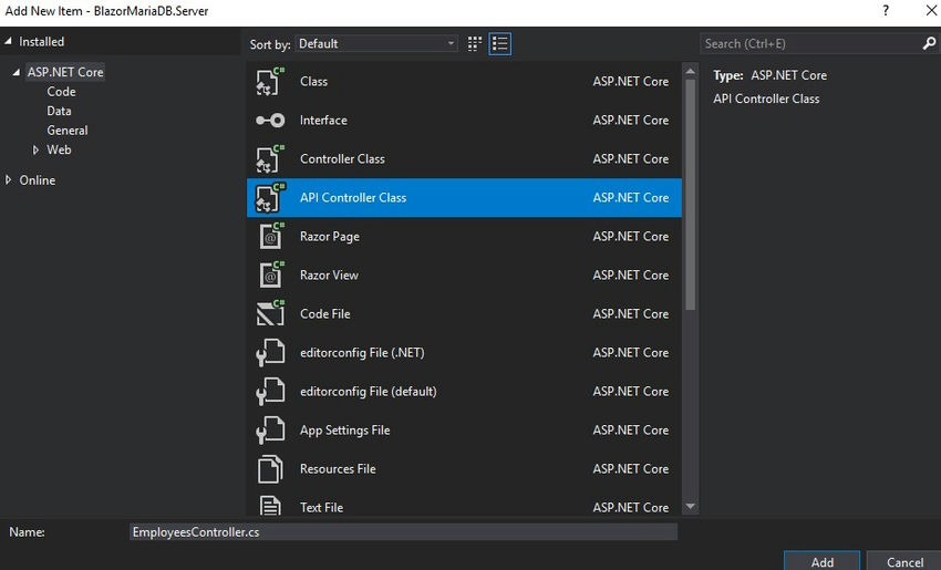API controller class-